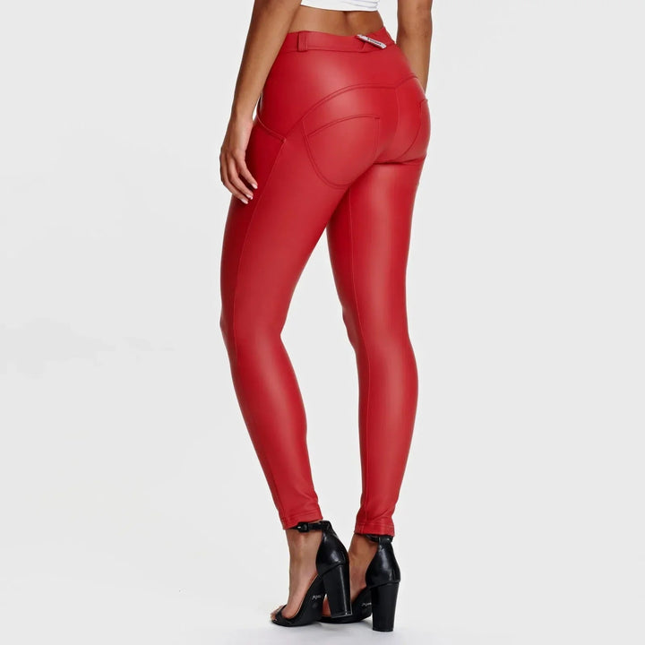 WRUP Faux Leather - Mid Rise - Full Length - Red - Rare Leather