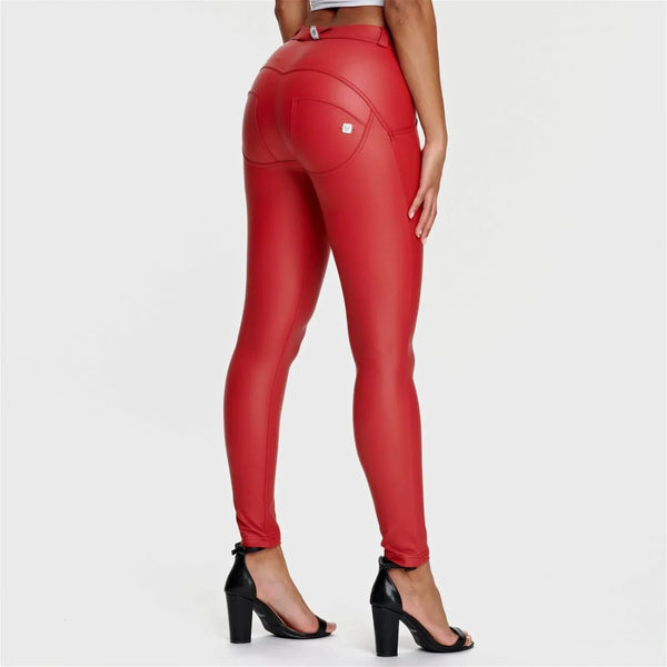 WRUP Faux Leather - Mid Rise - Full Length - Red - Rare Leather
