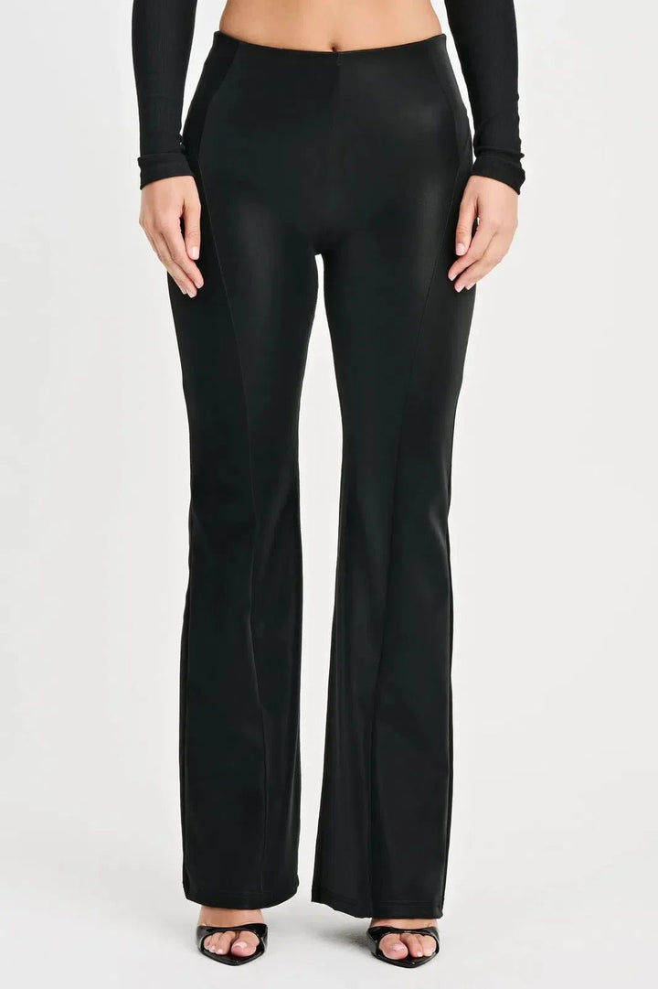 WRUP Velvet Faux Leather - High Waisted - Super Flare - Black - Rare Leather