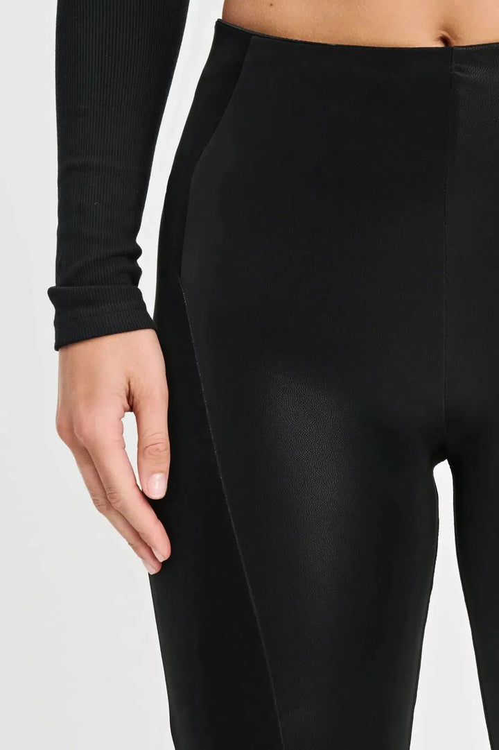 WRUP Velvet Faux Leather - High Waisted - Super Flare - Black - Rare Leather