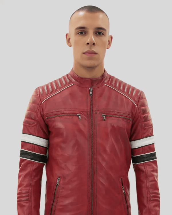 Wyatt Red Quilted Leather Racer Jacket - Rare Leather