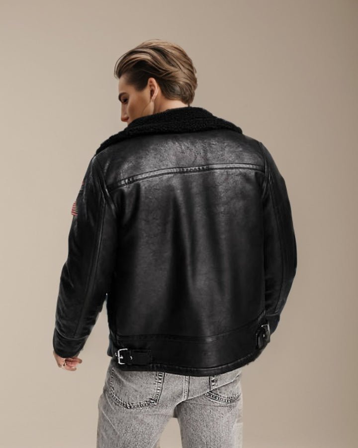 Zayn Shearling Biker Leather Jacket - Rare Leather