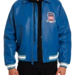 Avirex Icon Leather Bomber Jacket Blue