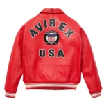 Avirex Mens Icon Leather Jacket Red Back