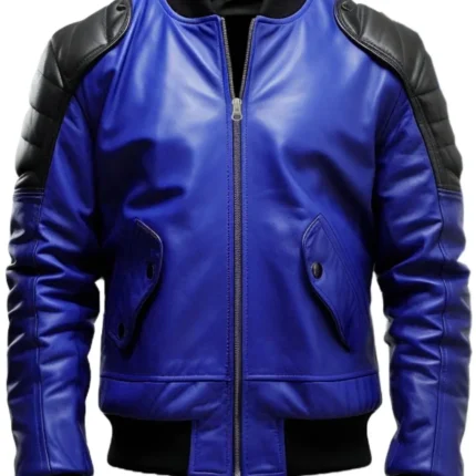 Blue Faux Leather Jacket for Men - Rare Leather