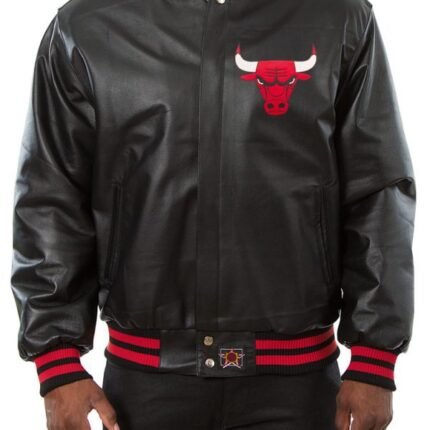 Chicago Bulls Black Leather Jacket - Rare Leather