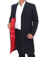 Doctor Dark Blue Notch Lapel Mens Long Coat Elevate your professional style with this refined mens long coat featuring a classic notch lapel for a timeless and sophisti 4