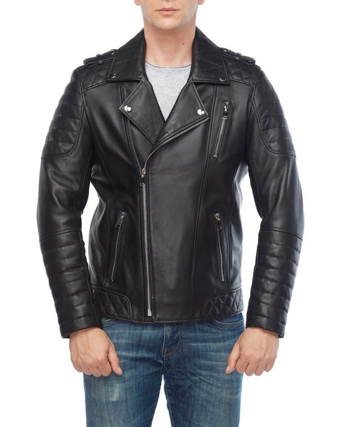 George Barnett Black Men's Leather Biker Jacket