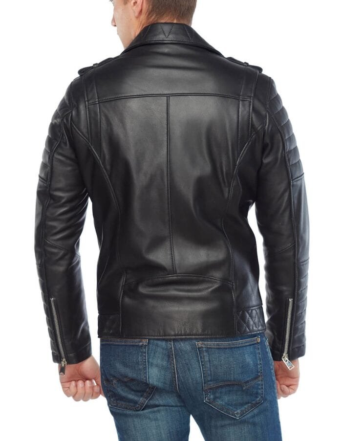 George Barnett Black Men's Leather Biker Jacket