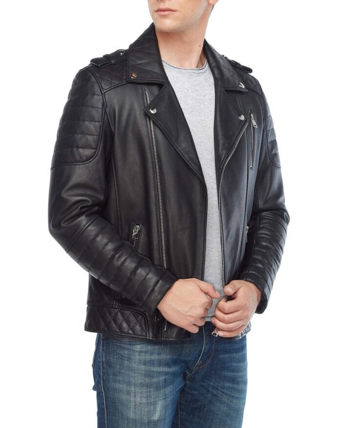 George Barnett Black Men's Leather Biker Jacket