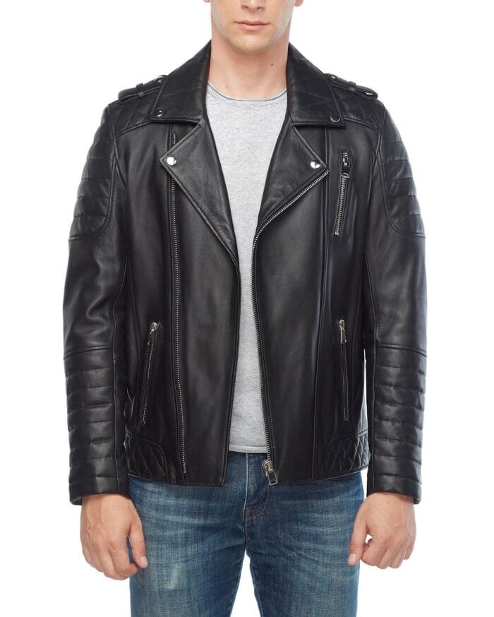 George Barnett Black Men's Leather Biker Jacket