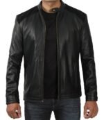 Black Leather Cafe Racer Jacket Men - Rare Leather