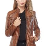 Rachel Grant Tan Brown Leather Jacket