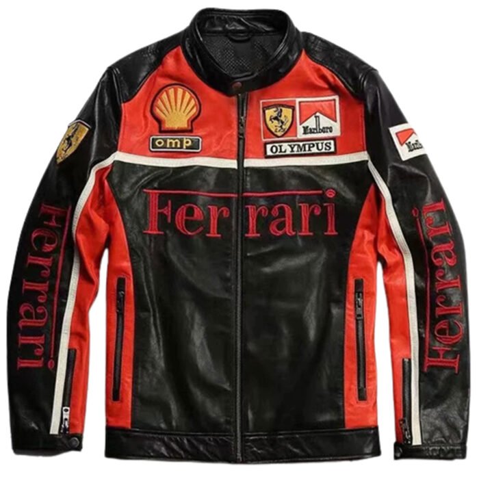 Vintage Ferrari Leather Motorcycle Jacket