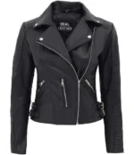 Bari Black Women's Premium Leather Biker Jacket