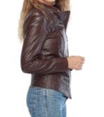 amelia women real leather brown jacket