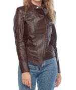 amelia women real leather brown jacket