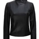 Arezzo Black Asymmetrical Leather Jacket for Women