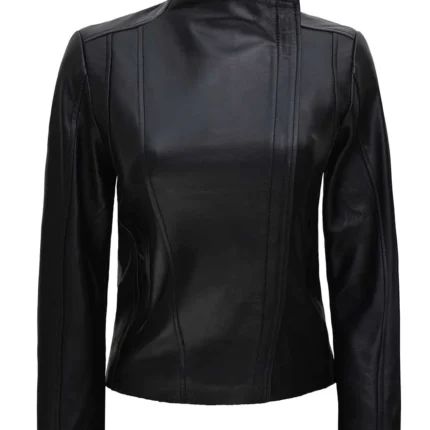 Arezzo Black Asymmetrical Leather Jacket Women