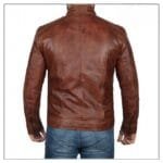 austin chocolate brown waxed leather jacket