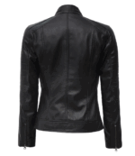 austin tall womens black cafe racer real leather jacket