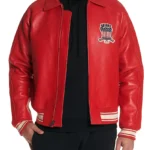 Avirex Icon Leather Bomber Jacket Red