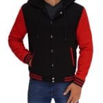 Salerno Baseball Hooded Red and Black Varsity Jacket