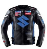 Blue Suzuki Motul Motorcycle Leather Racing Jacket - Rare Leather Jacket