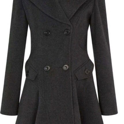 Christmas Black Wool Flare Coat