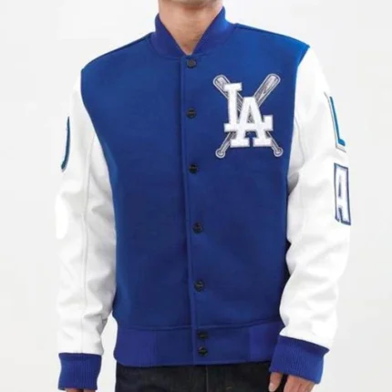 LA Dodgers Blended Blue and White Letterman Jacket