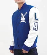 la dodgers blended blue white letterman jacket Rare-Leather