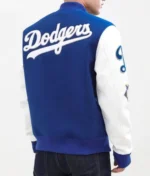 la dodgers blended blue white letterman jacket Rare-Leather