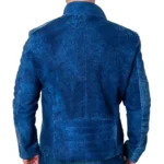 Men's Blue Suede Leather Jacket