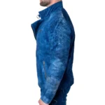 Men's Blue Suede Leather Jacket