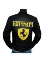 Men's Ferrari Motorcycle Black Leather Racing Jacket Rare-Leather