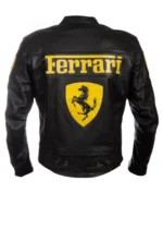 Men's Ferrari Motorcycle Black Leather Racing Jacket Rare-Leather