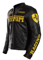 Men's Ferrari Motorcycle Black Leather Racing Jacket Rare-Leather