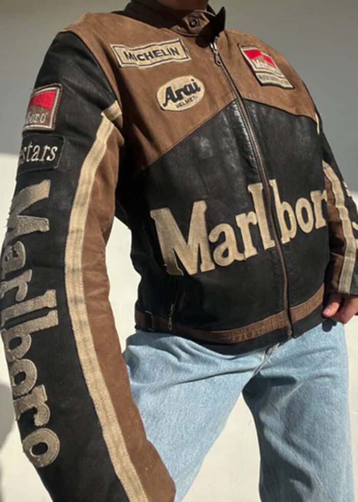 michelin marlboro racing brown leather biker jacket 1 scaled