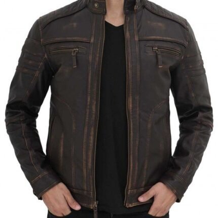 Monroe Distressed Brown Leather Jacket