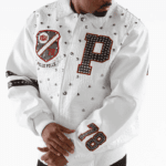 Authentic Pelle Pelle Studded Letterman White Jacket