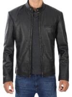 Ricardo Cow Hide Mens Black Leather Jacket Rare-Leather