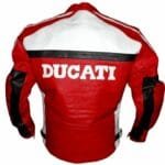 Ducati Red & White Biker Style Leather Jacket RARE-LEATHER