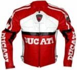 Ducati Red & White Biker Style Leather Jacket RARE-LEATHER