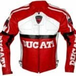 Ducati Red & White Biker Style Leather Jacket