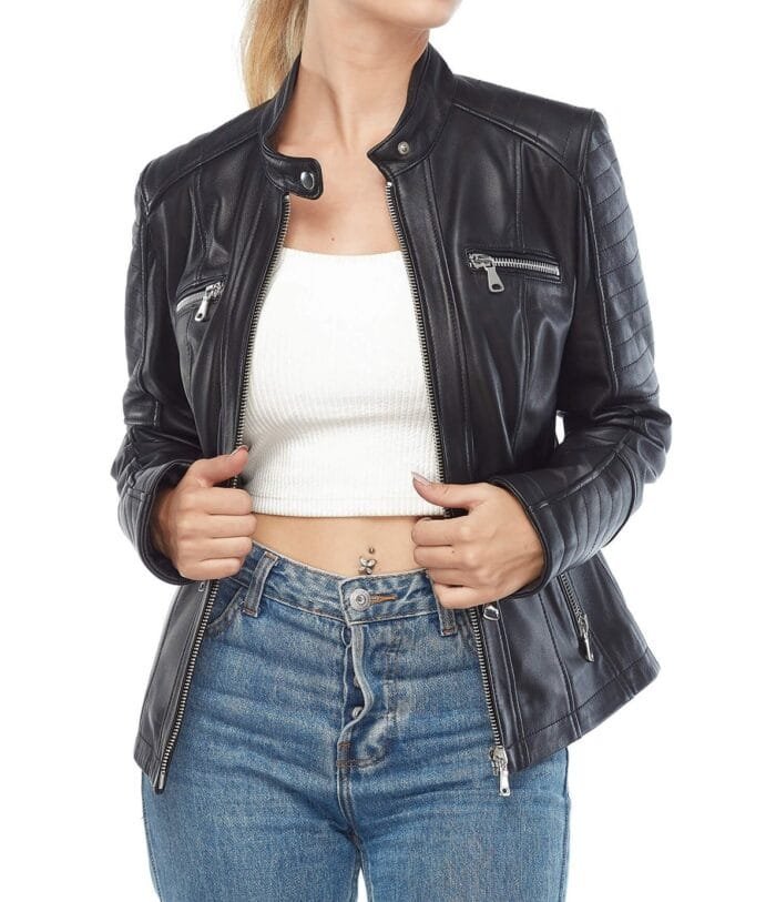 Sarah Archer Genuine Leather Jacket in Black RARE-LEATHER