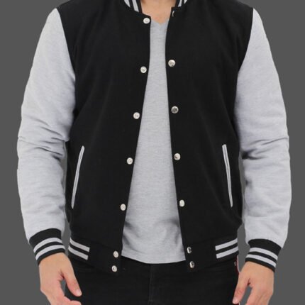 Men's Baseball Black and Grey Letterman Jacket