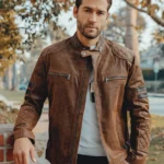 Denver Men’s Brown Bomber Leather Jacket