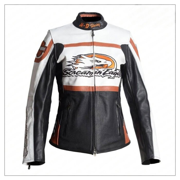 Ladies Harley Davidson Raceway Screamin Eagle Leather Jacket RARE-LEATHER