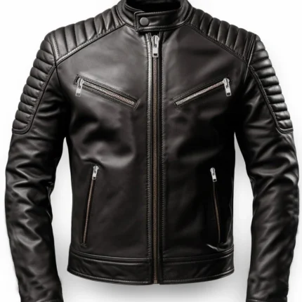 Men Harvey Black Moto Leather Jacket