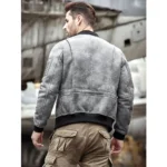 Men's A2 Airforce Sheepskin Shearling Motorcycle Leather Bomber Jacket